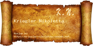 Kriegler Nikoletta névjegykártya